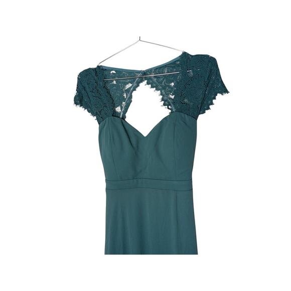 New Lulus Dark Green Lace Backless Maxi Dress SZ L - Picture 6 of 14